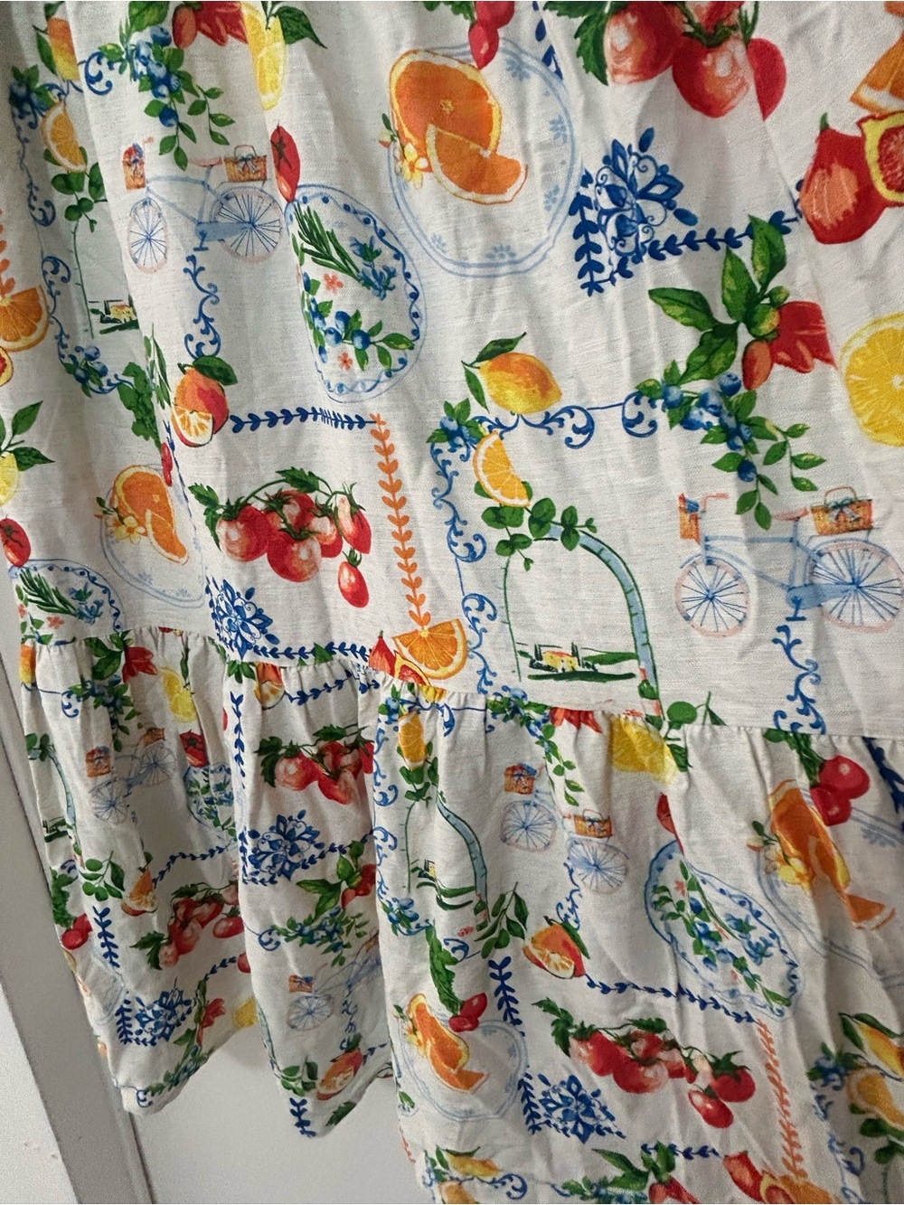 Jane and Delancey White Midi Dress with Multicolor Fruit & Floral Print - Picture 6 of 6